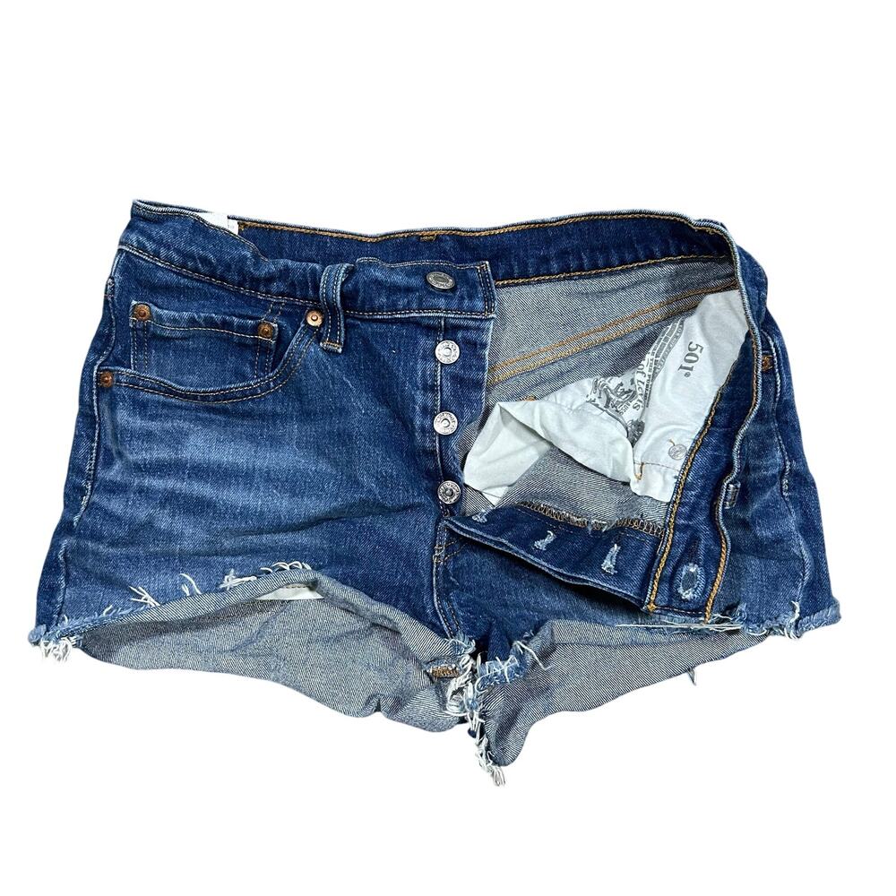 Levi’s 501 Micro Jean Denim Shorts Women’s 27 Waist Button Fly Cut Off Booty